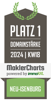 MaklerCharts KW 17/2024 - Main Estate Immobilien GmbH ist bester Makler in Neu-Isenburg