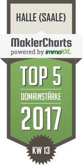 MaklerCharts KW 13/2017 - Hansjrg Bartsch Immobilienberatungs KG ist TOP-5-Makler in Halle (Saale)