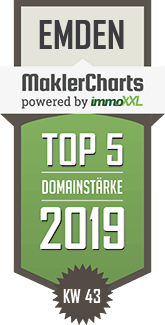 MaklerCharts KW 43/2019 - GS-Immobilienkontor, Inh. Rainer Geiken und Bernd Schneider ist TOP-5-Makler in Emden