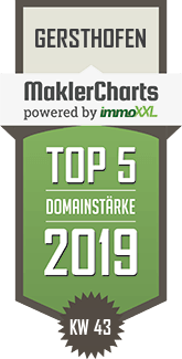 MaklerCharts KW 43/2019 - Honora Immobilienmanagement GmbH ist TOP-5-Makler in Gersthofen