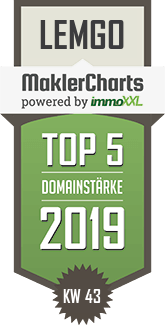 MaklerCharts KW 43/2019 - Kater & Hofmann GmbH ist TOP-5-Makler in Lemgo