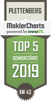 MaklerCharts KW 43/2019 - Schade Immobilien ist TOP-5-Makler in Plettenberg