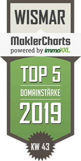 MaklerCharts KW 43/2019 - Wismar-Immobilien GbR ist TOP-5-Makler in Wismar