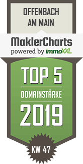 MaklerCharts KW 47/2019 - JEXX Immobilien GmbH ist TOP-5-Makler in Offenbach am Main