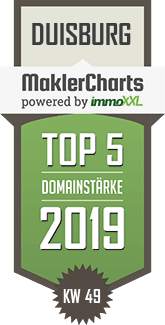 MaklerCharts KW 49/2019 - Blank & Schmack Immobilien GbR ist TOP-5-Makler in Duisburg