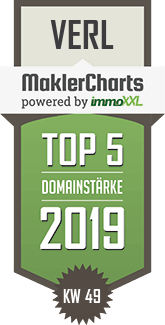 MaklerCharts KW 49/2019 - GENO Immobilien GmbH   ist TOP-5-Makler in Verl