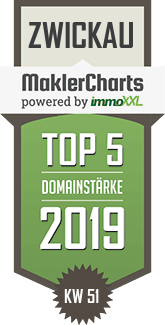 MaklerCharts KW 51/2019 - H. -J. Domani Immobilienmakler ist TOP-5-Makler in Zwickau