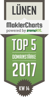 MaklerCharts KW 14/2017 - Wohnungsbaugenossenschaft Lnen eG - WBG Lnen Bau- und Verwaltungs-GmbH ist TOP-5-Makler in Lnen