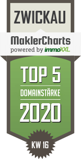 MaklerCharts KW 16/2020 - H. -J. Domani Immobilienmakler ist TOP-5-Makler in Zwickau