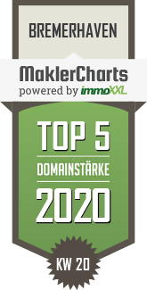 MaklerCharts KW 20/2020 - Stdtische Wohnungsgesellschaft Bremerhaven mbH ist TOP-5-Makler in Bremerhaven