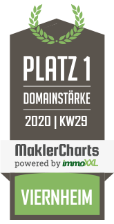 MaklerCharts KW 29/2020 - Rustemeyer Immobilien ist bester Makler in Viernheim
