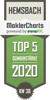MaklerCharts KW 38/2020 - Zipf und Partner Immobilien GmbH ist TOP-5-Makler in Hemsbach