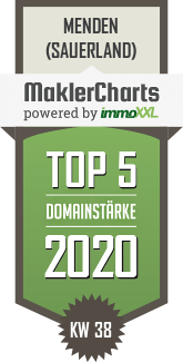 MaklerCharts KW 38/2020 - Mentel Immobilien Service, Inh. Gregor Mentel ist TOP-5-Makler in Menden (Sauerland)