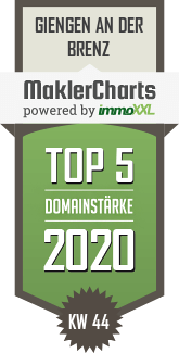 MaklerCharts KW 44/2020 - SEEGER-Stuckateurbetrieb ist TOP-5-Makler in Giengen an der Brenz