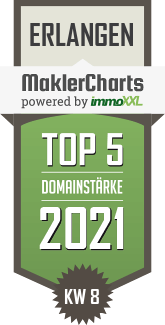 MaklerCharts KW 07/2021 - Expert Immobilien e.K., Inh. Helmut Hauser ist TOP-5-Makler in Erlangen