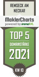 MaklerCharts KW 09/2021 - Goldwert Immobilien e.K. ist TOP-5-Makler in Remseck am Neckar