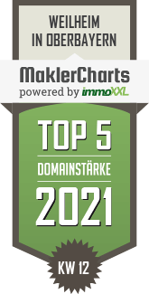 MaklerCharts KW 11/2021 - Immobilien Jungermann & Mansfeld OHG ist TOP-5-Makler in Weilheim in Oberbayern