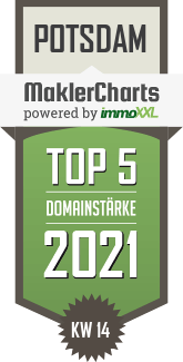 MaklerCharts KW 13/2021 - alpha � Immobilien Vermittlungs GmbH ist TOP-5-Makler in Potsdam