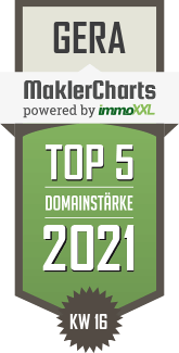 MaklerCharts KW 15/2021 - TIG Thringer Immobiliengesellschaft mbH ist TOP-5-Makler in Gera