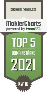 MaklerCharts KW 15/2021 - Immo1 Kitzbhel ist TOP-5-Makler in Kirchberg (Hunsrck)