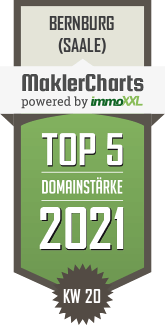 MaklerCharts KW 19/2021 - bwg Bernburger Wohnstttengesellschaft mbH  ist TOP-5-Makler in Bernburg (Saale)