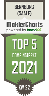 MaklerCharts KW 21/2021 - bwg Bernburger Wohnstttengesellschaft mbH  ist TOP-5-Makler in Bernburg (Saale)