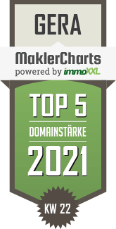 MaklerCharts KW 21/2021 - TIG Thringer Immobiliengesellschaft mbH ist TOP-5-Makler in Gera