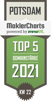 MaklerCharts KW 21/2021 - alpha  Immobilien Vermittlungs GmbH ist TOP-5-Makler in Potsdam