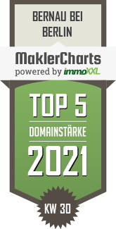 MaklerCharts KW 29/2021 - SCHWEDLER GmbH Immobilien | Finanzierungen | Gutachten ist TOP-5-Makler in Bernau bei Berlin