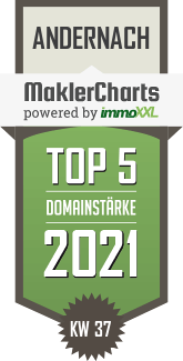MaklerCharts KW 36/2021 - MittelRhein Immobilien, Inh. Uta Zerfas ist TOP-5-Makler in Andernach
