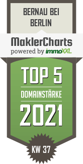 MaklerCharts KW 36/2021 - SCHWEDLER GmbH Immobilien | Finanzierungen | Gutachten ist TOP-5-Makler in Bernau bei Berlin