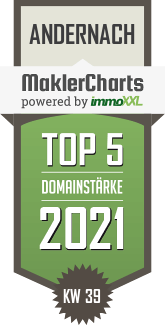 MaklerCharts KW 38/2021 - MittelRhein Immobilien, Inh. Uta Zerfas ist TOP-5-Makler in Andernach