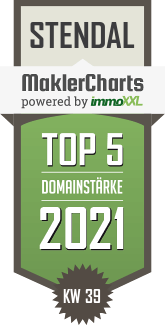 MaklerCharts KW 38/2021 - HB-Immobilien GmbH ist TOP-5-Makler in Stendal