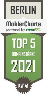 MaklerCharts KW 40/2021 - IMMOBERLIN, Inh. Carsten D. Topel ist TOP-5-Makler in Berlin