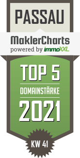 MaklerCharts KW 40/2021 - Immobilienbüro Doris Nagl ist TOP-5-Makler in Passau