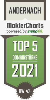 MaklerCharts KW 42/2021 - MittelRhein Immobilien, Inh. Uta Zerfas ist TOP-5-Makler in Andernach