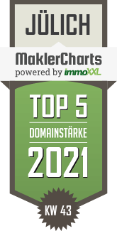 MaklerCharts KW 42/2021 - Schröder Immobilien & Hausverwaltungen oHG ist TOP-5-Makler in Jülich
