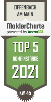 MaklerCharts KW 44/2021 - Dr. Dietmar No Immobilien ist TOP-5-Makler in Offenbach am Main