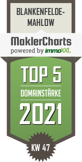 MaklerCharts KW 46/2021 - immoeinfach.de Service GmbH ist TOP-5-Makler in Blankenfelde-Mahlow