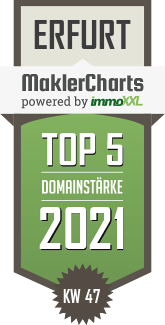 MaklerCharts KW 46/2021 - Cornelia Hopf Immobilien GmbH & Co. KG ist TOP-5-Makler in Erfurt
