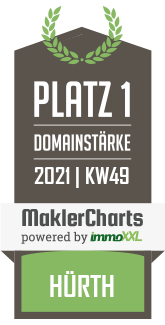 MaklerCharts KW 48/2021 - Reiner Dahmann Immobilien - IVD ist bester Makler in Hürth