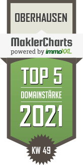 MaklerCharts KW 48/2021 - Sparkassen Vermietungs- und Immobilien- Vermittlungs GmbH Oberhausen ist TOP-5-Makler in Oberhausen