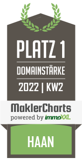 MaklerCharts KW 01/2022 - Expertimmobilien Marco Groppel e.K. ist bester Makler in Haan
