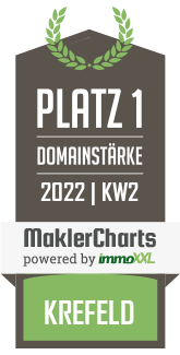MaklerCharts KW 01/2022 - Kersting Immobilien-Fachbüro GbR ist bester Makler in Krefeld