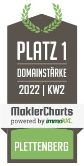 MaklerCharts KW 01/2022 - R.B. Makler GmbH ist bester Makler in Plettenberg