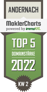 MaklerCharts KW 01/2022 - MittelRhein Immobilien, Inh. Uta Zerfas ist TOP-5-Makler in Andernach