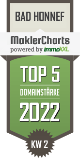 MaklerCharts KW 01/2022 - BSR Immobilien GmbH ist TOP-5-Makler in Bad Honnef