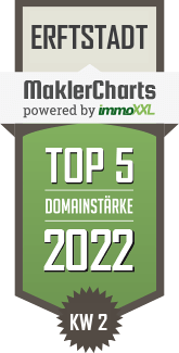 MaklerCharts KW 01/2022 - IWV Immobilien ist TOP-5-Makler in Erftstadt