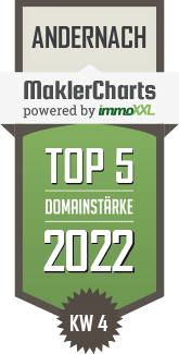 MaklerCharts KW 03/2022 - MittelRhein Immobilien, Inh. Uta Zerfas ist TOP-5-Makler in Andernach