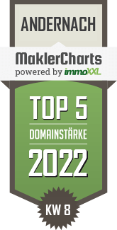 MaklerCharts KW 07/2022 - MittelRhein Immobilien, Inh. Uta Zerfas ist TOP-5-Makler in Andernach